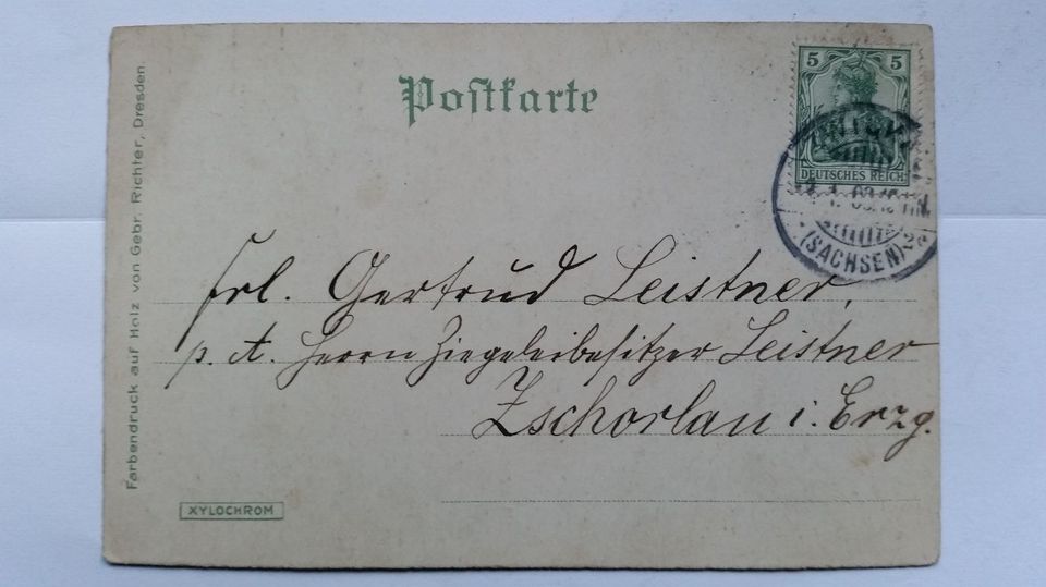 Alte Postkarte von Zwickau - gelaufen 1918? nach Zschorlau in Euerbach