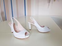 Pumps vorn offen Slingback Sandaletten weiß Echtleder Größe 36 Sachsen - Niederwiesa Vorschau