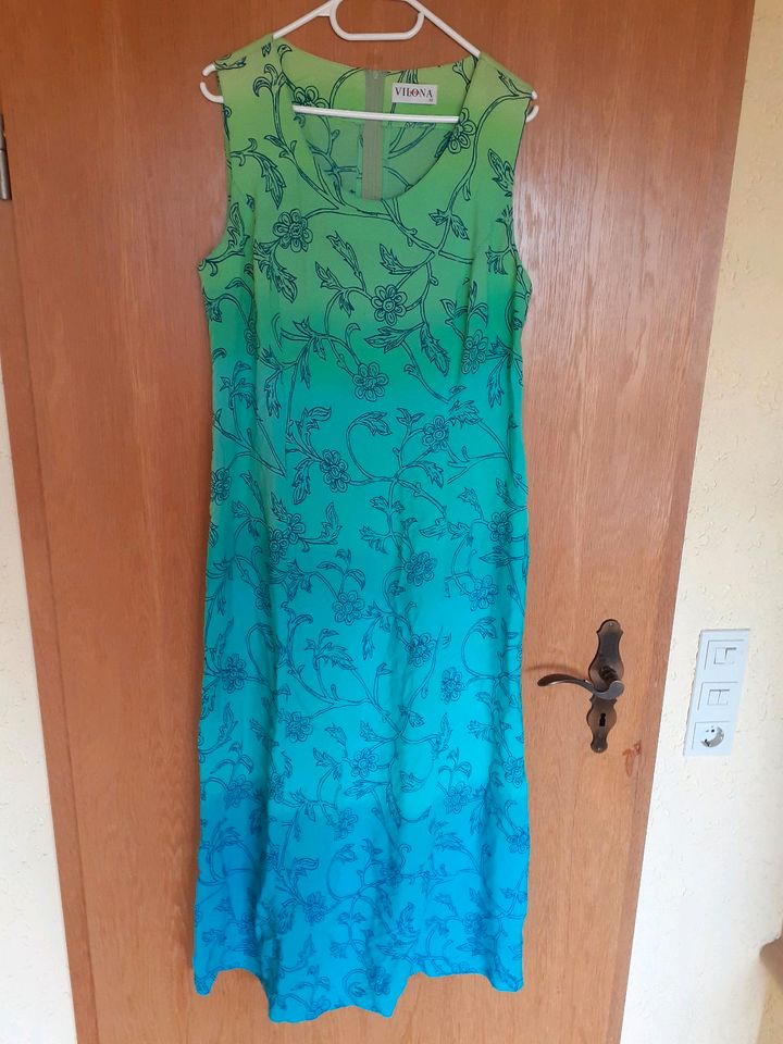 Vilona Kleid Sommerkleid lang grün blau türkis Größe 40 in Hohentengen
