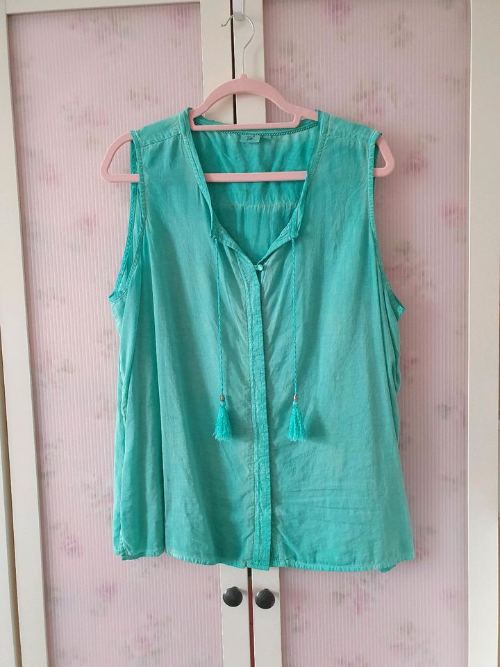 Sonja Blank Bluse Gr. 46 XXXL türkis mint Oil Wash in Halle