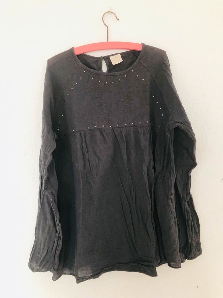 Zara Tunika Musselin grau schwarz Oberteil 158 164 12-13-14 Shirt in Düsseldorf