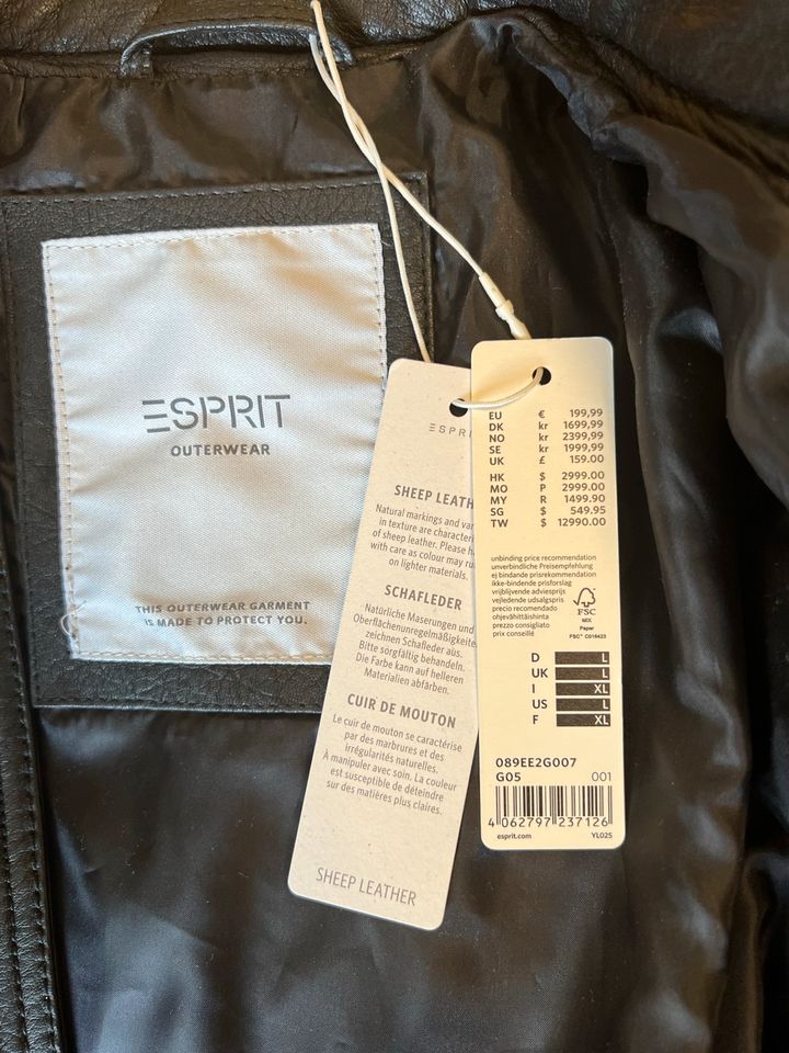 Esprit - Herren - Lederjacke, schwarz, Größe L - NEU in Ludwigsburg