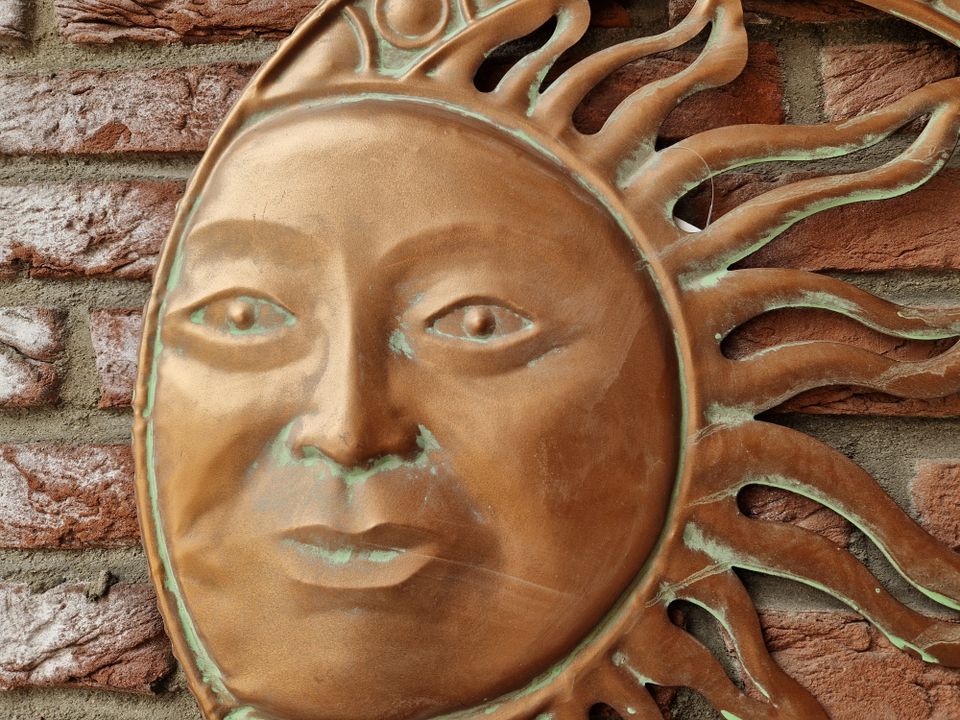 Wanddeko Ornament Sonne 51cm Kupfer Skulptur Bild Garten in Bad Schwartau
