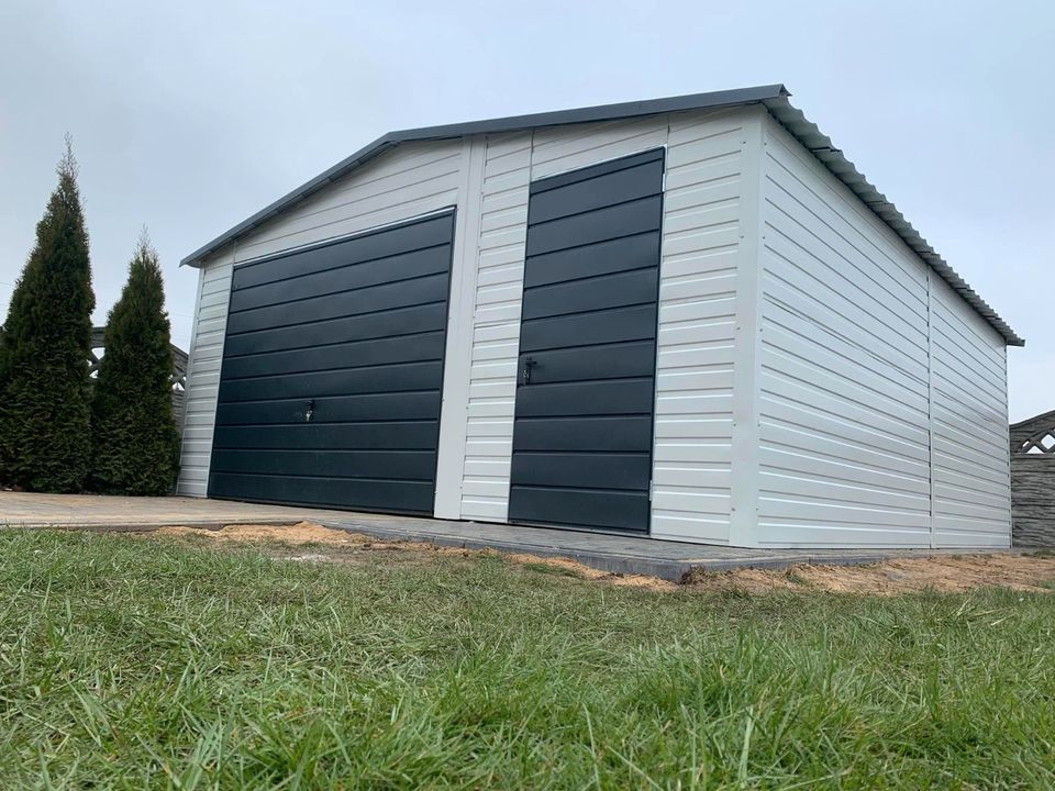 NEU! KFZ Fertiggarage Werkstatt 8x6 mit Carport3x6 Silber in Pfungstadt