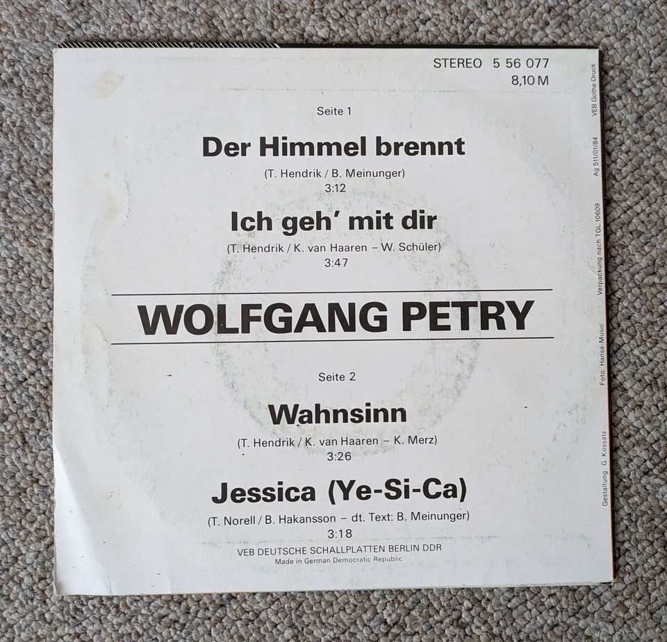 Wolfgang Petry - Schallplatte Amiga Quartett Single Vinyl in München