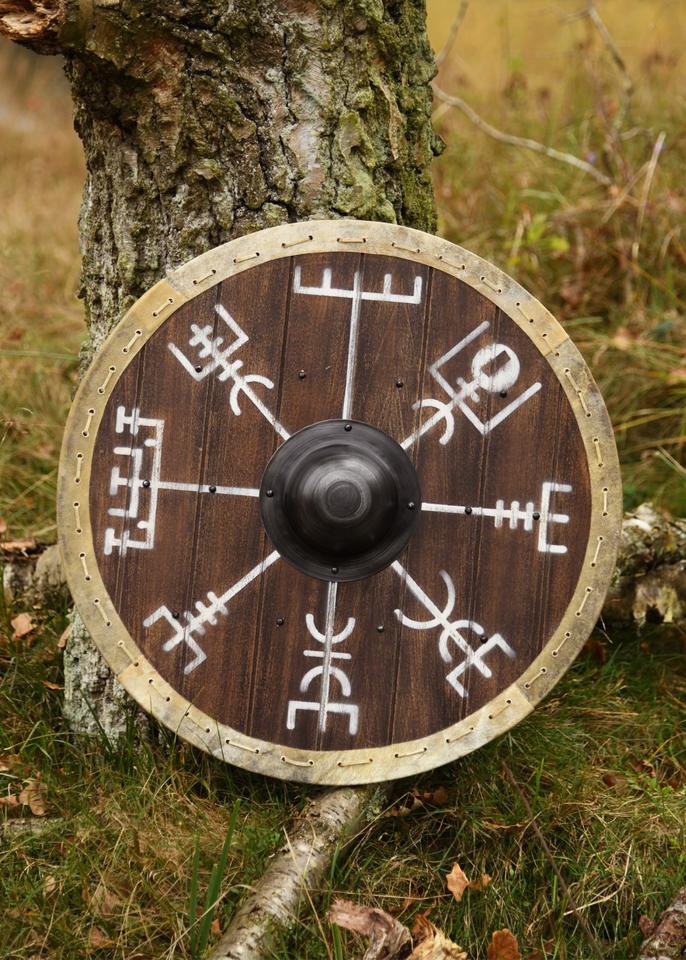 Wikingerschild 'Vegvísir' mit Rohaut-Umrandung, 60 cm Mittelalter in Schönebeck (Elbe)