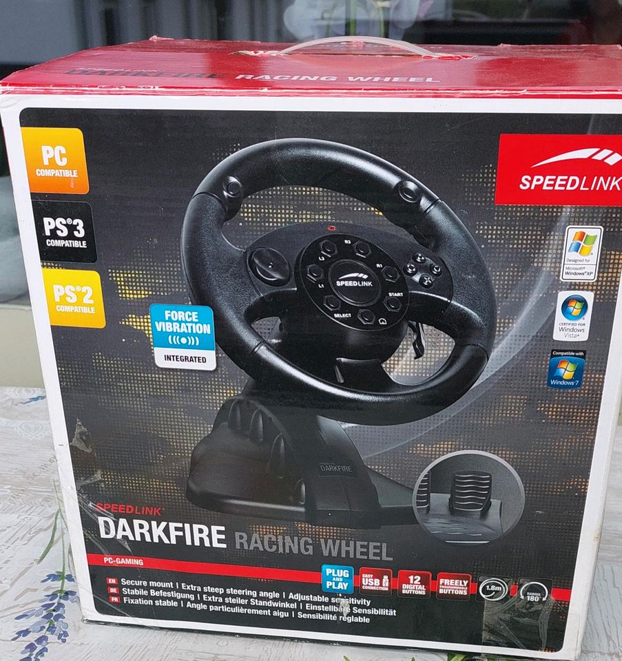 Darkfire Racing Wheel Lenkard+Pedale+Spiel in Unkel