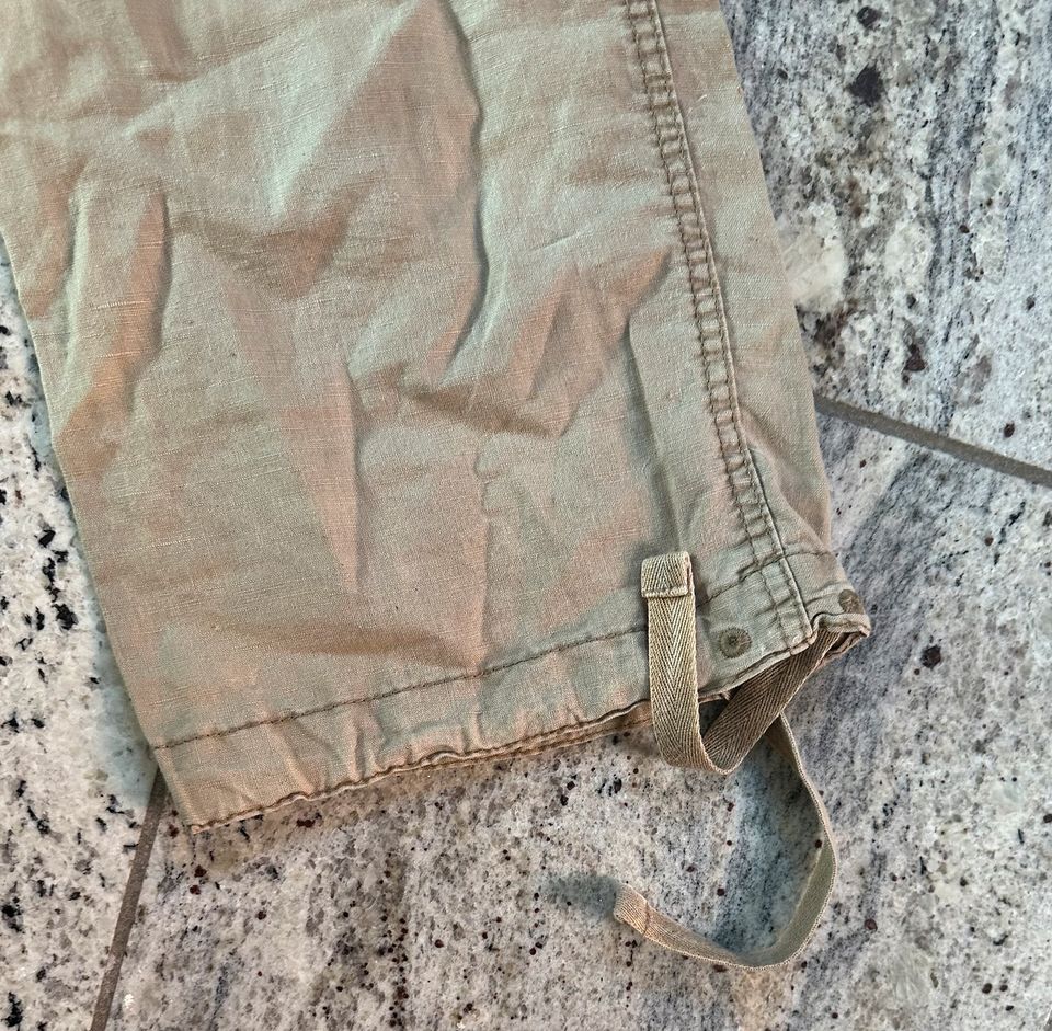 H&M LOGG Cargo Hose Leinen Hose khaki Stoffhose Wanderhose in 34 in Speyer