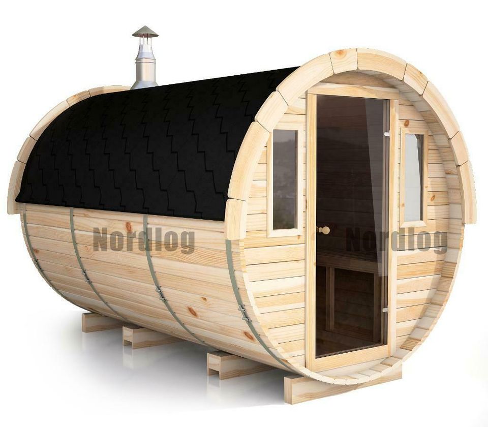 NordLog Fasssauna Ø 1,97 x L 2,4 m Gartensauna Tonnensauna Sauna in Frankfurt am Main