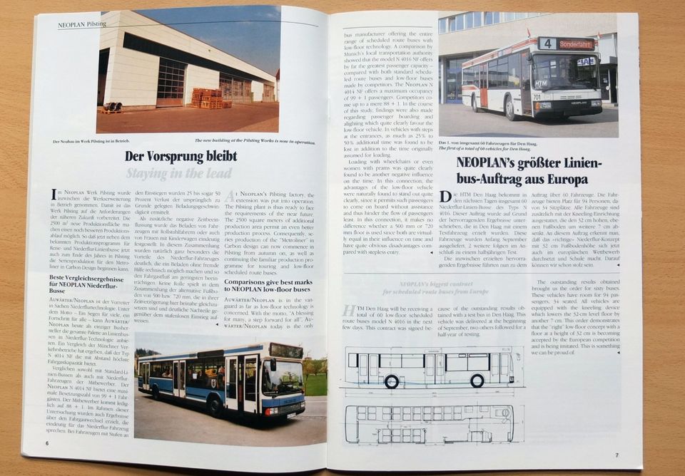 Autoprospekt Bus: Neoplan Aktuell 41, Kundenzeitschrift 1990 in Oberammergau