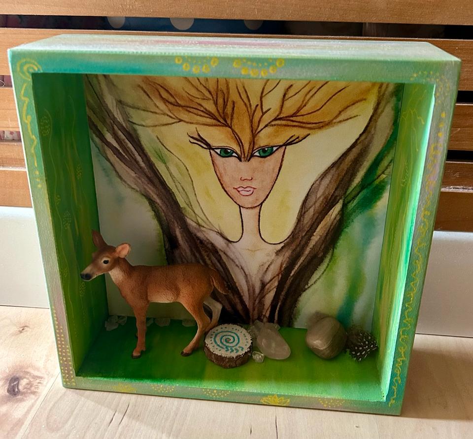 Holz Diorama Rahmen Bild Wald Schleich Reh Handbemalt! Unikat! in Kiel
