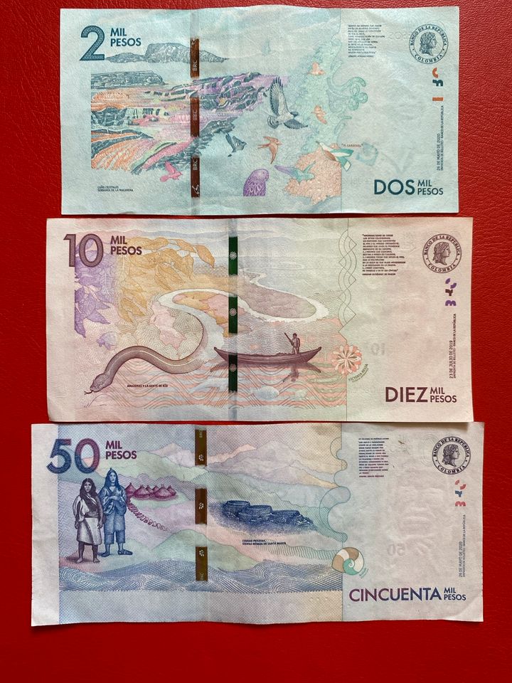 Kolumbien Columbia 2000/10000/50000 Pesos Banknoten 2015 in Lübeck