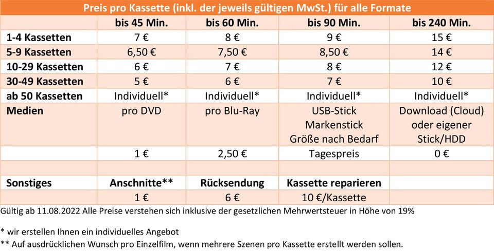 Digitalisieren/Formatwandlung Mini DV NTSC (US-Norm) in Wurzen