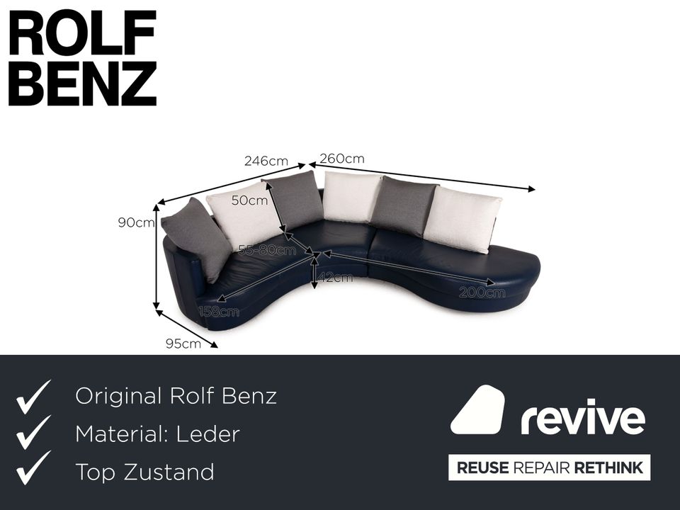 Rolf Benz 4500 Leder Ecksofa Blau Dunkelblau Sofa Couch in Köln