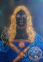 Salvator Mundi Original Acryl Gemälde da Vinci Jesus Christus Bonn - Dransdorf Vorschau