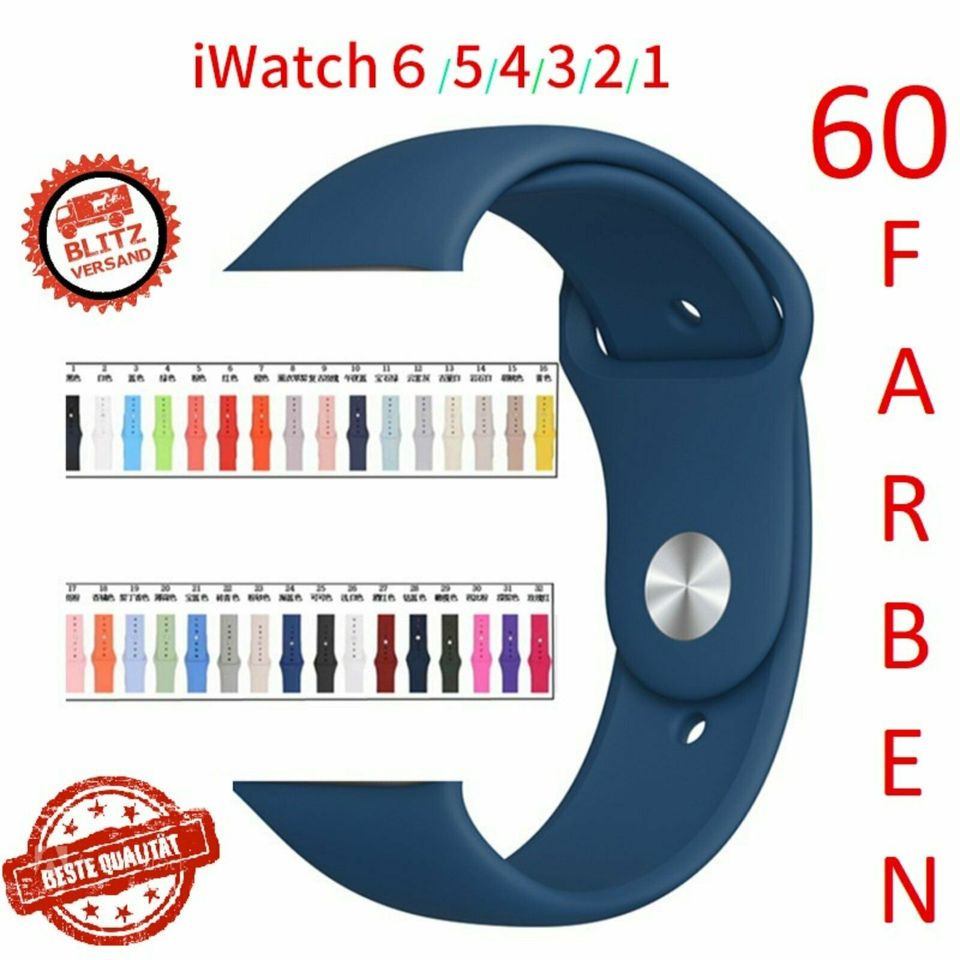 Für Apple watch 38 40 42 44 Silikon Sport Armband Band 54 Farben in Meinerzhagen