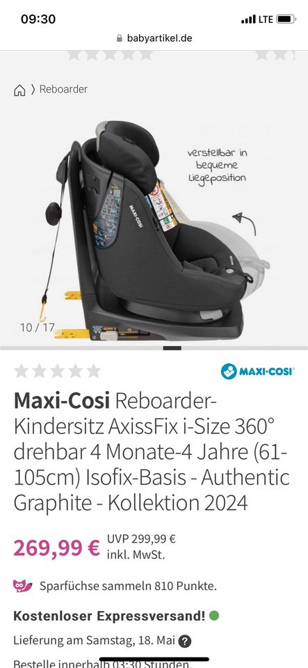 Maxi-Cosi Reboarder-Kindersitz 4 Monate-4J. in Essen
