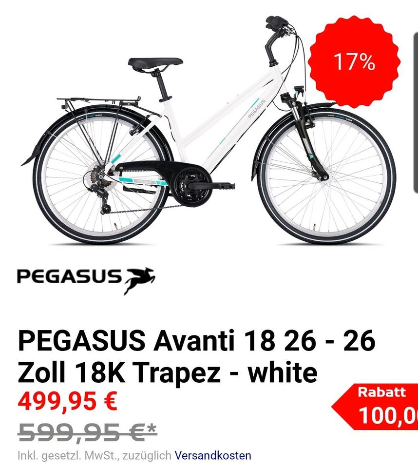 Fahrrad 26 Zoll W.NEU  Damenfahrrad ^ PEGASUS AVANTI ^ ALU, LED in Kempten