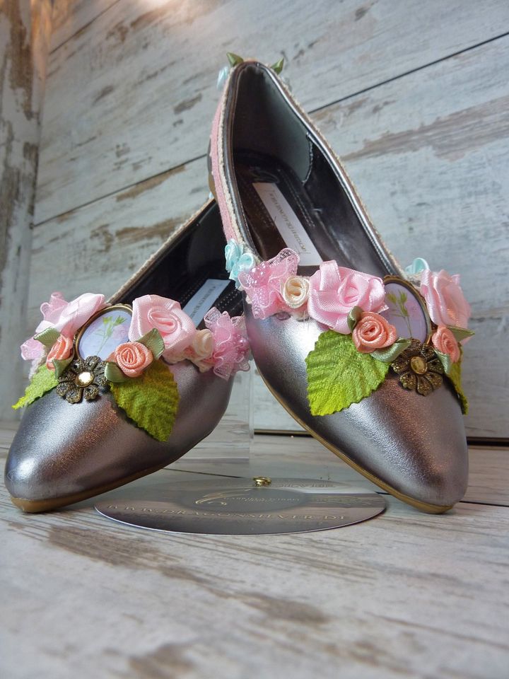 Ballerinas Märchenbraut Vintage Hippie Boho Unikate Metallic 37 in Langenselbold