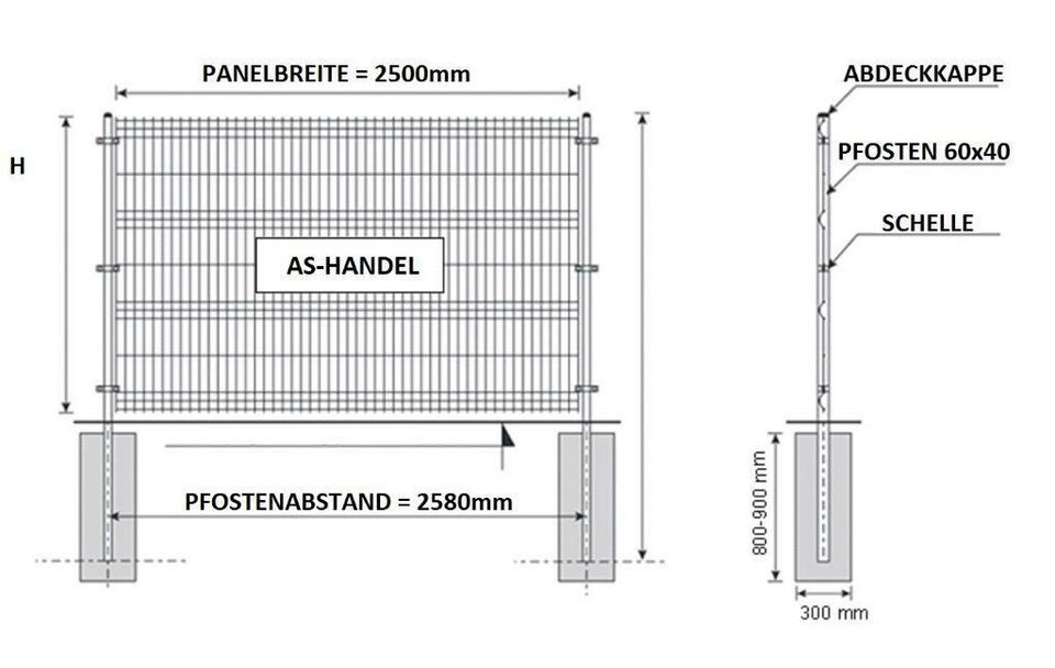 Stabgitterzaun Gittermattenzaun kpl. 25m 173cm 4mm 3D SCHWARZ in Fürstenau