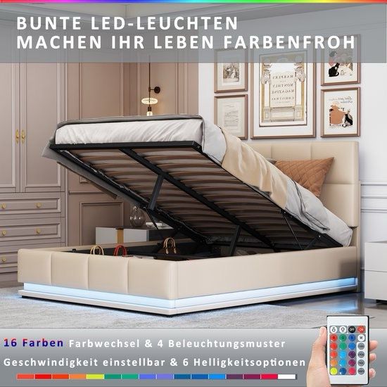 Doppelbett 140x200 Neu LED Polsterbett Bettgestell Boxspringbett in Hamburg