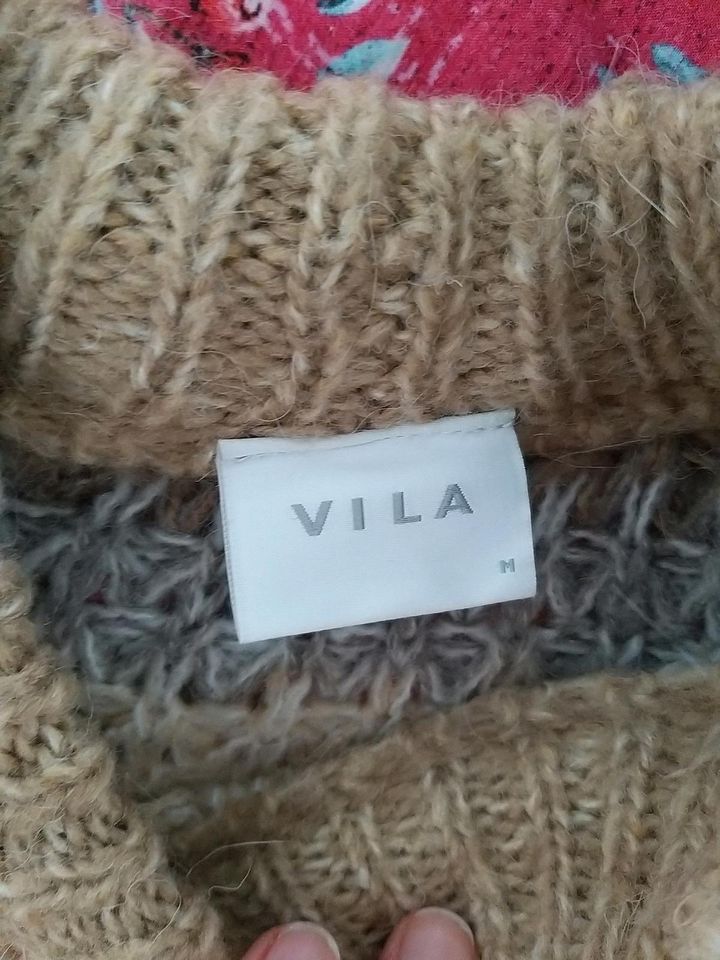 Wollpulli Pullover Polyester/Wolle Gemisch M VILA beige in Soyen