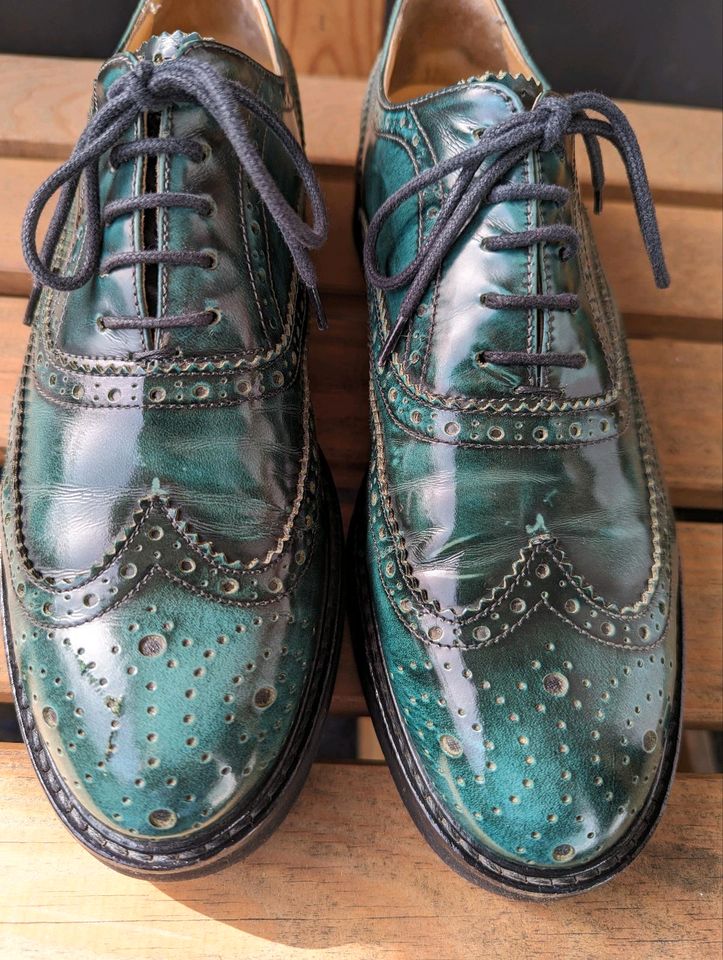 Lloyd Brogues Schnürschuhe Grün Leder Gr. 38 in Bremen