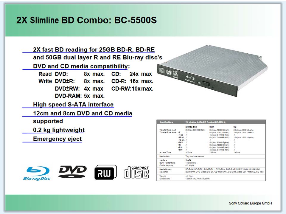 Optiarc Brenner BD ROM BC-5500S Slim Externen Blu-Ray Laufwerk in Bad Salzdetfurth