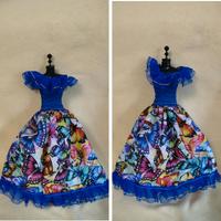 Barbie Kleid Schmetterlinge Ballkleid Prinzessin Kleidung blau Brandenburg - Wittenberge Vorschau