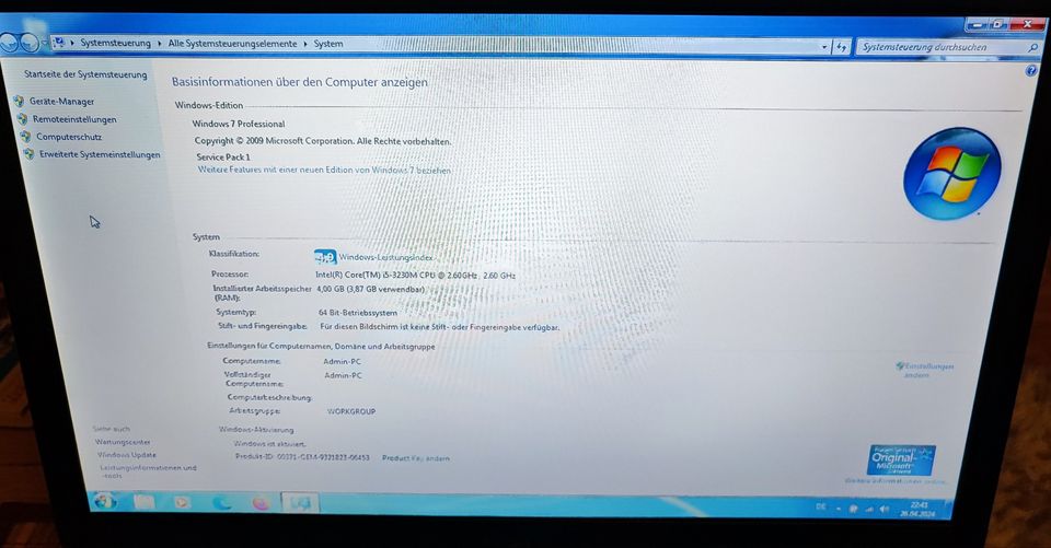 Notebook DELL Vostro 2520 Windows 7 Professional aktiviert in Offenburg