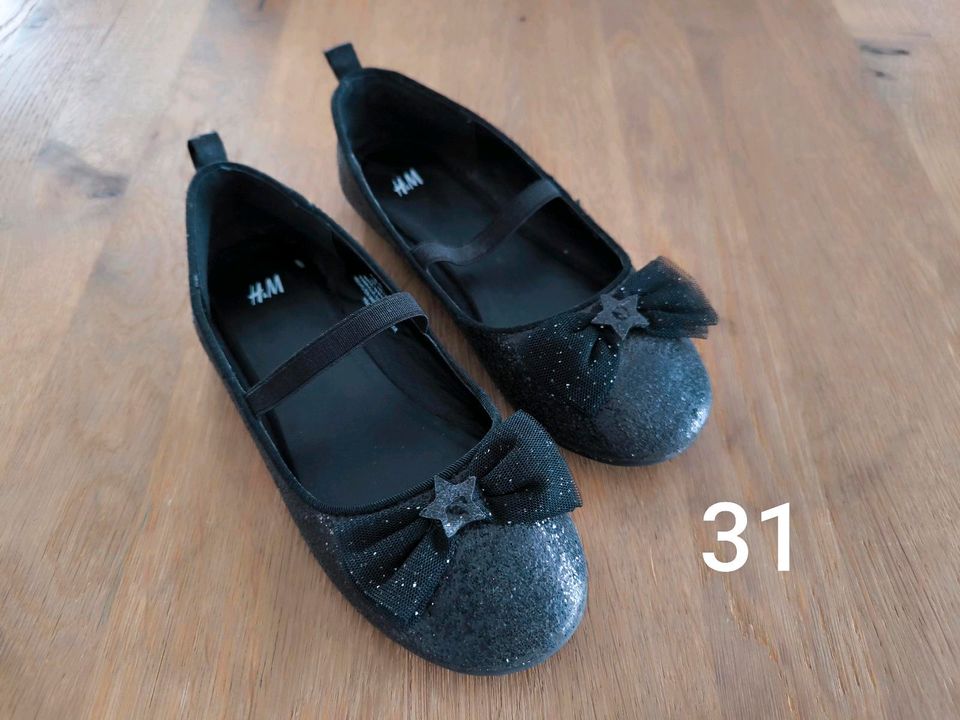 Ballerinas, H&M, schwarz Glitzer, Mädchen, Größe 31 in Schwieberdingen