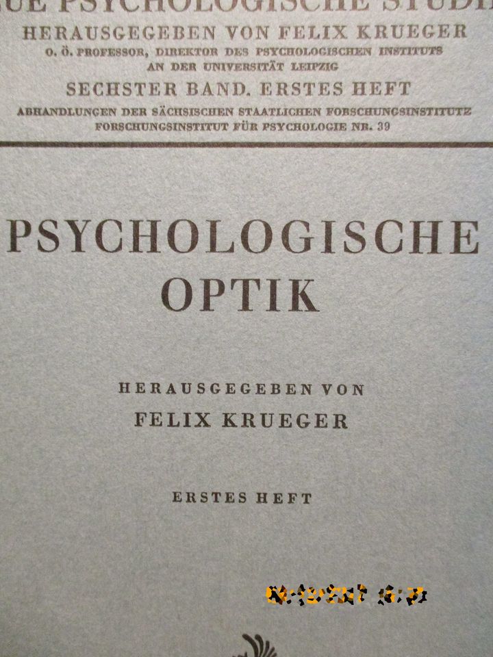 Felix Krueger,  Neue psychologische Studien.  .(507) in Berlin