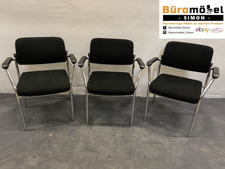 ❗️6x Malscher Sitzmöbel Vierfuß Schwarz Konferenzstuhl Stapelstuhl Bürostuhl Büro Besprechungsstuhl Sitzungsstuhl Besucherstühle Eventstühle Kantinenstühle Büromöbel Design Stühle Hochwertig Lieferbar in Linden