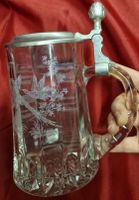 Glaskrug Geschliffen mit Zinndeckel und Signatur Krug Bierkrug Obergiesing-Fasangarten - Obergiesing Vorschau