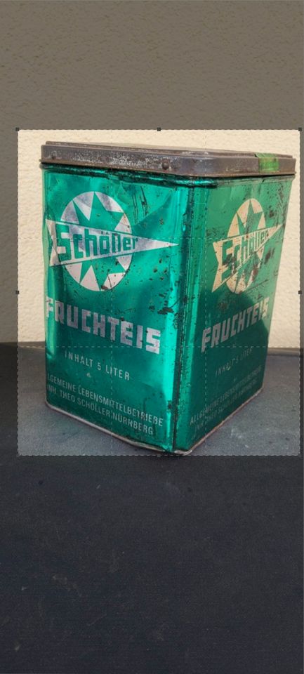 SCHÖLLER EISKREM FRUCHTEIS Dose grün Blechdose 5 Liter in Neuwied