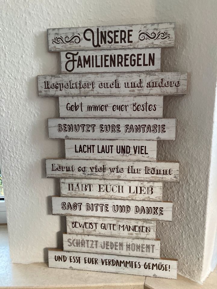 Deko-Schild Familienregeln in Karlsbad