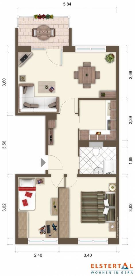 Moderne Wohnung im Stadtzentrum! Bad mit Dusche // Aufzug // Westbalkon! in Gera