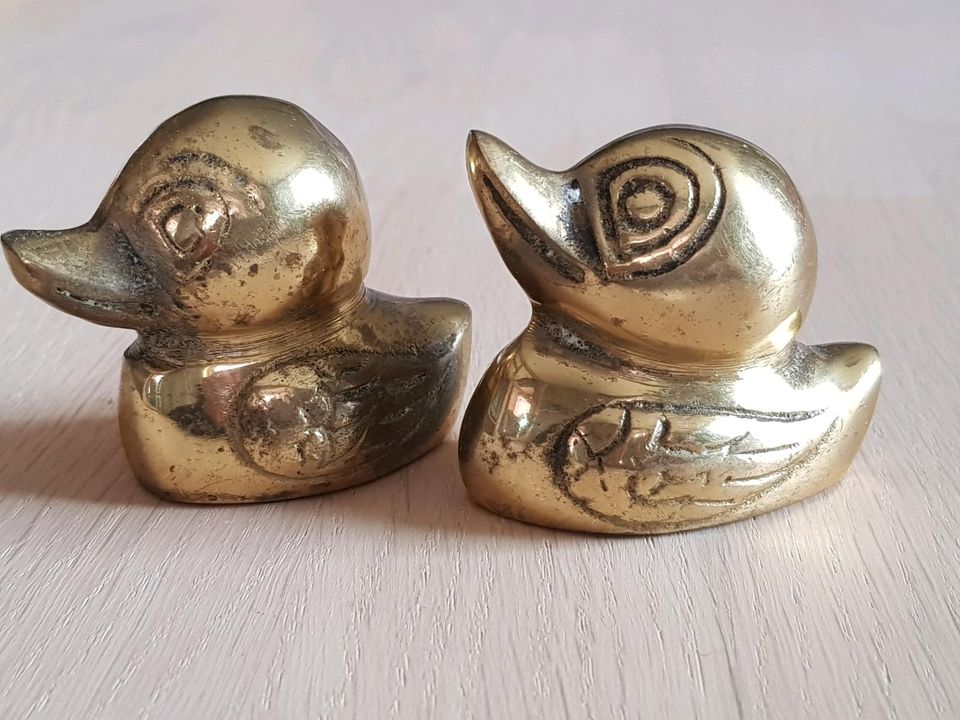 2 Messing Enten Vintage Patina aus Nachlass DDR ? in Bernsdorf b Hohenstein-Ernstthal