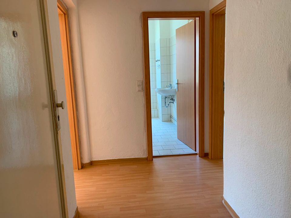 Wohnzimmer mit Eckausblick, großzügige Singlewohnung im Erdgeschoss in Calbe (Saale)