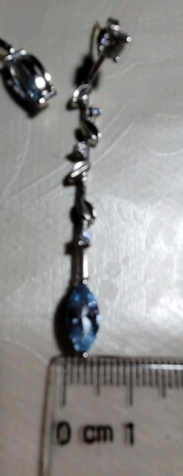 Blautopas Zirkonia Ohrhänger Stecker 925 Sterling Silber Neu in Sangerhausen