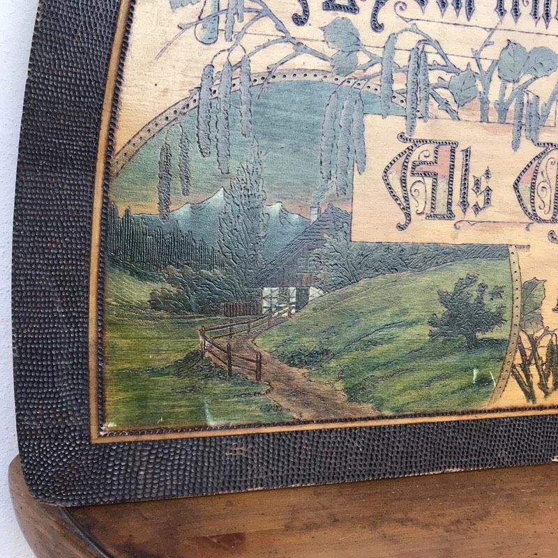 Holzbild Spruch Brandmalerei Jugendstil um 1900 antik vintage alt in Nürnberg (Mittelfr)