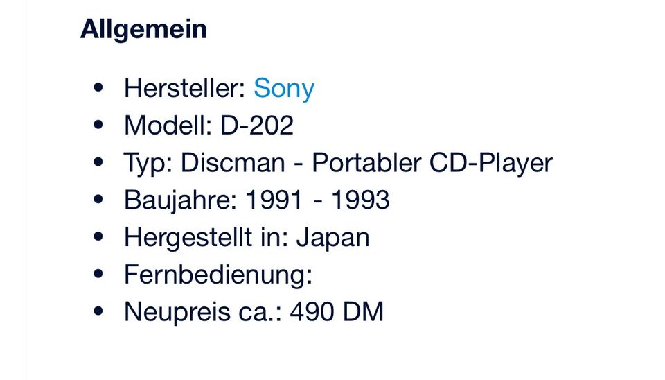 Sony Discman D-202 + OVP + Zubehör + CDs in Görlitz