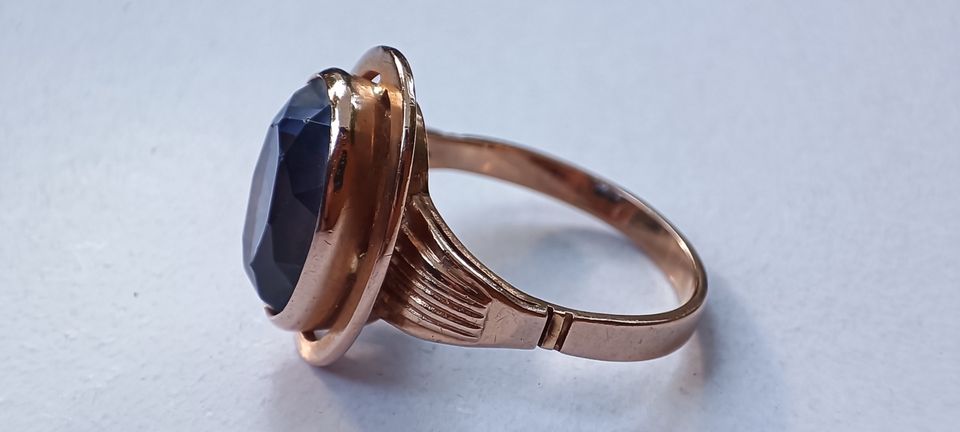 Vintage großer russischer Blautopas Ring 583 Gold (585) 14k 59 in Reinstorf