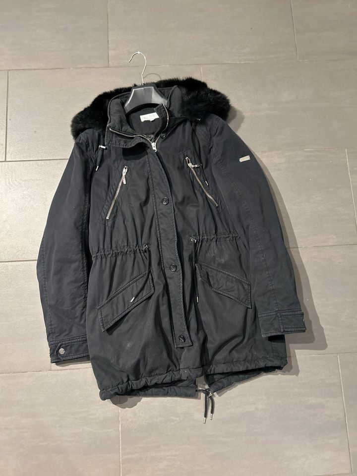 Escada Mantel/Jacke schwarz Gr 38 Kragen mit Kaninchenfell in München