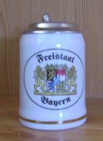 1 Porzellan Krug Bierseidel mit Zinndeckel Motiv Bayern  1/2 L. Bayern - Niederwerrn Vorschau