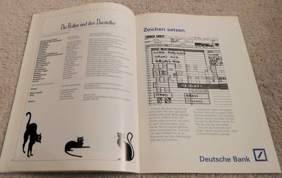 Programmheft Cats Hamburg 1987 in Hattingen