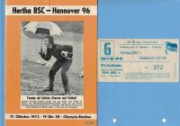 Stadionheft Hertha BSC Hannover 96 17 Oktober 1973 Eintrittskarte Bayern - Münsing Vorschau