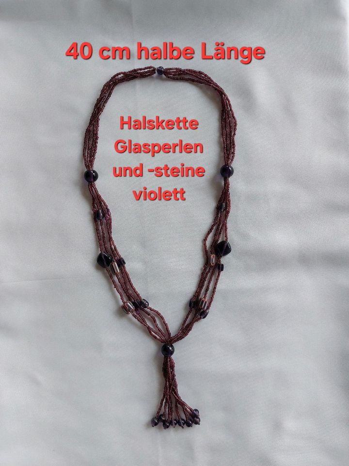 Halskette Glasperlen violett in Viechtach