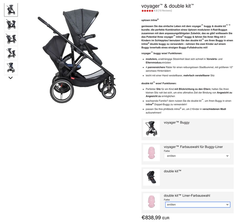 NEU - PHIL&TEDS VOYAGER™ Geschwisterwagen - %%%-Aktion - NEU - FIRLEFANZ in Berlin