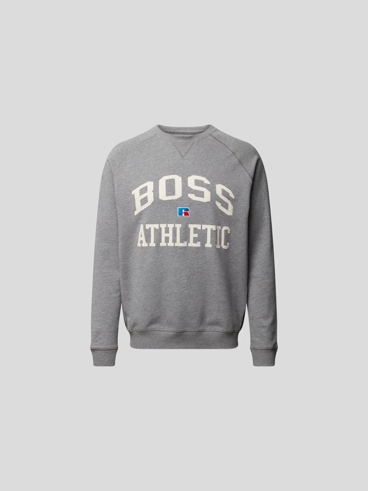 NEU Hugo Boss x Russell Athletic Sweatshirt Pullover Label grau in Rain Lech